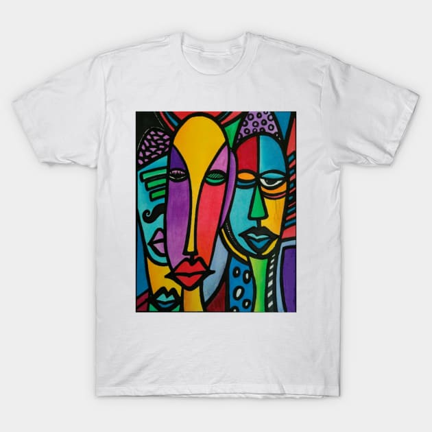 Abstract Art Colorful Faces T-Shirt by JammyPants